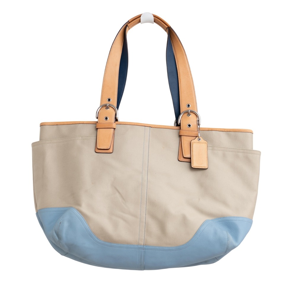 COACH SoHo Daisy Hamptons Weekend Canvas Leather Large Tote Bag Y2K Minimalist